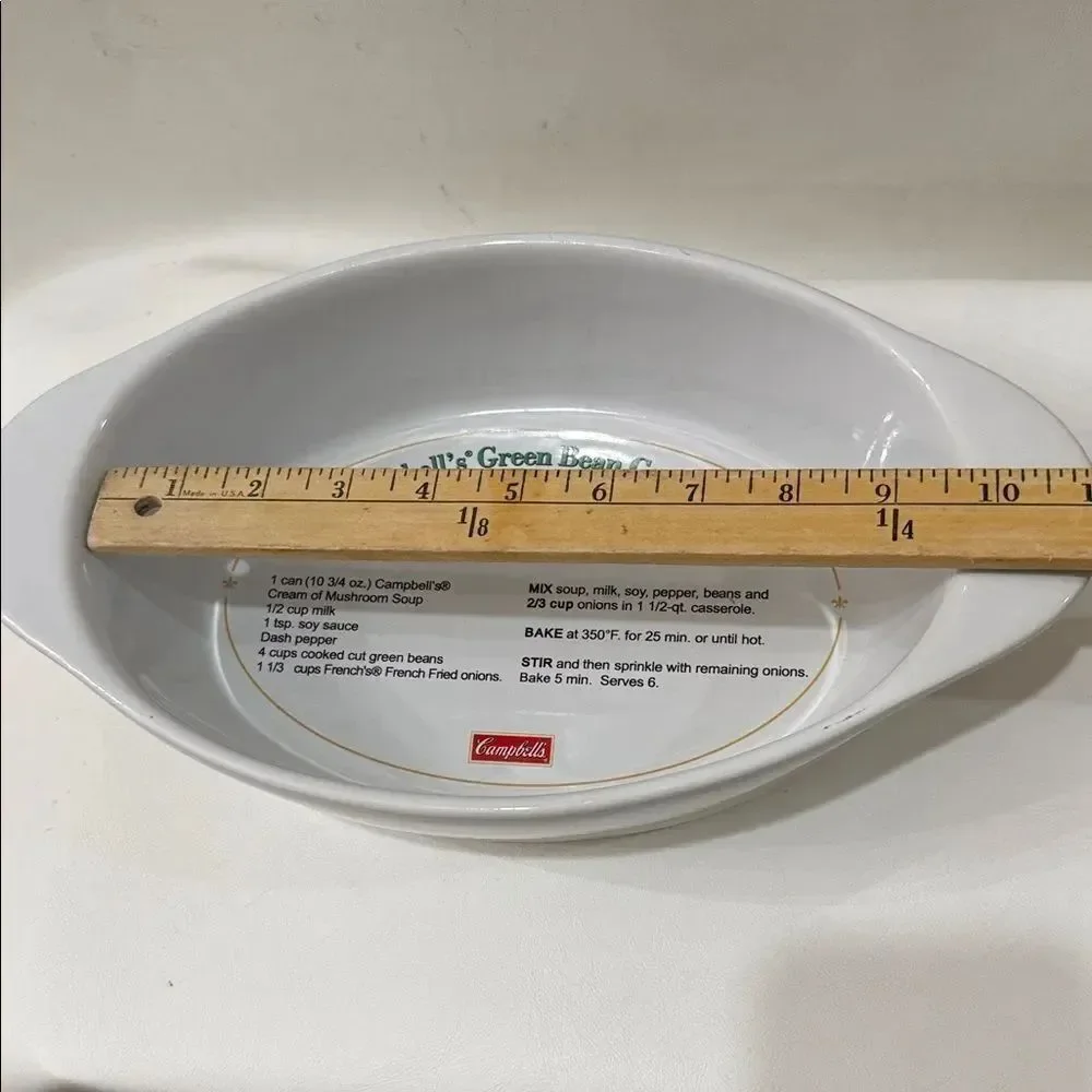 Campbell's 2009 White Green Bean Recipe Casserole Dish Bake Serve 9 3/4 In X 7